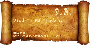 Vidám Mátyás névjegykártya